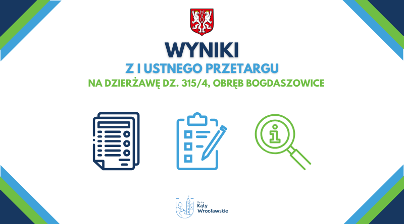 I ustny przetarg na dzierżawę działki 315/4 w Bogdaszowicach