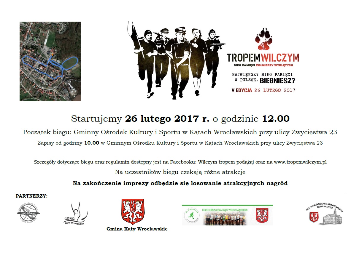 plakat przedstawia informację o biegu Wilczym Tropem