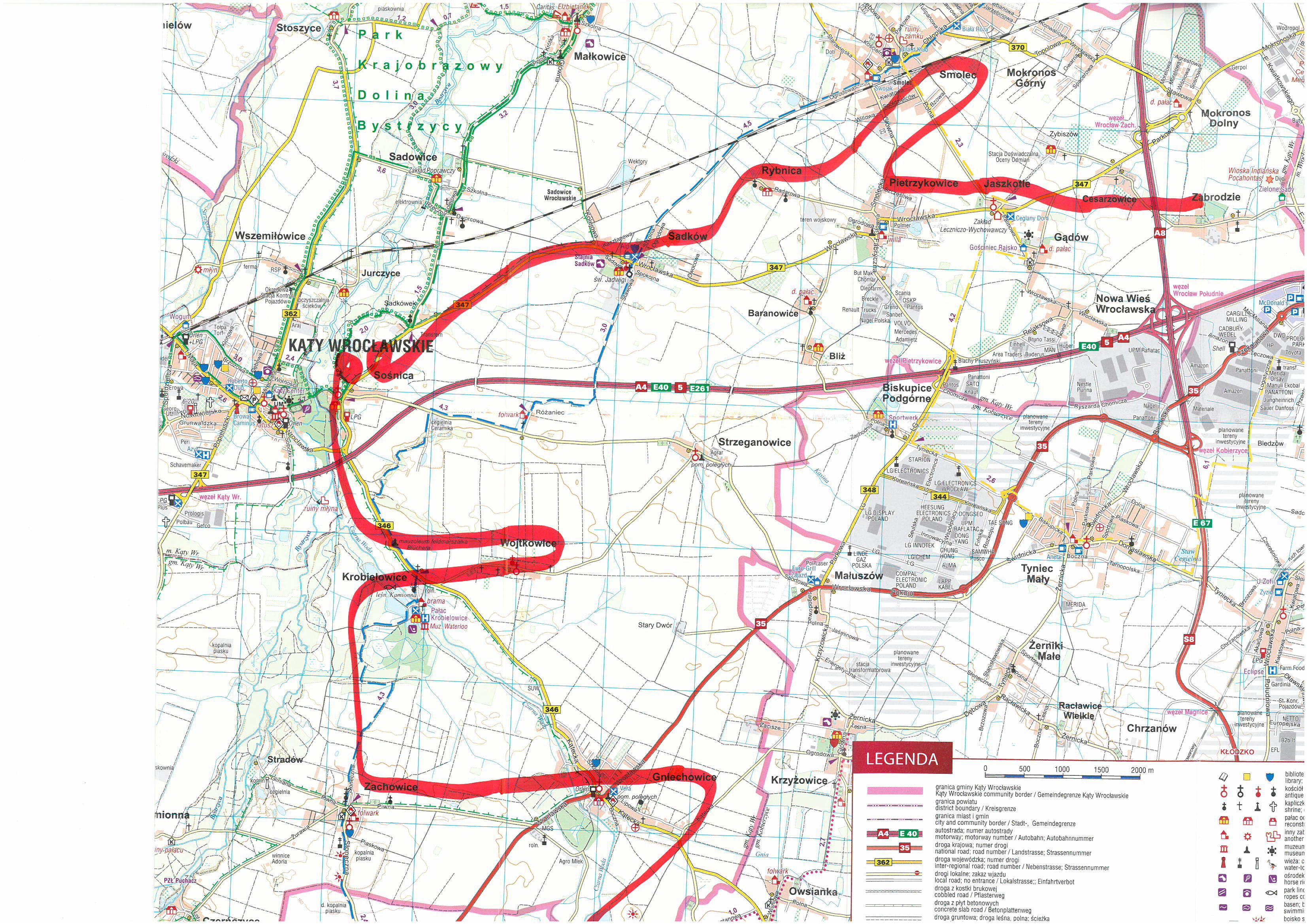 Mapa trasy autobusów na koncert Janusza Cedro