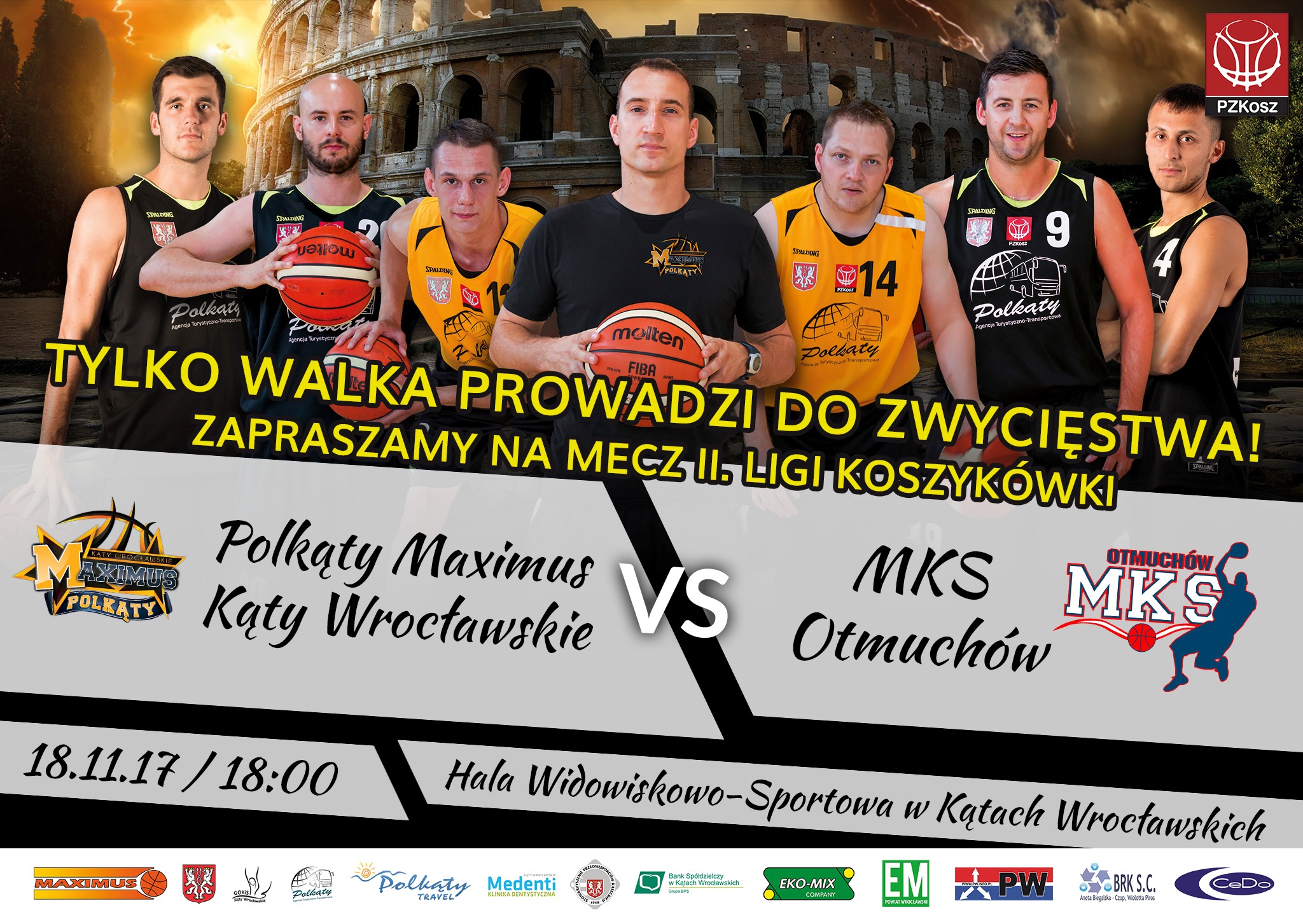 zdjęcie przedstawia zawodników Maximusa zapraszających na mecz