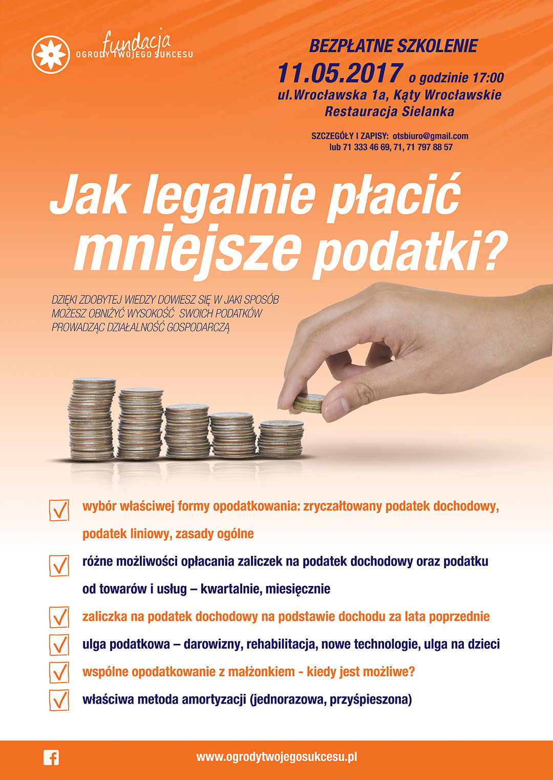plakat przedstawia informacje dot. szkolenia w dniu 11 maja br.