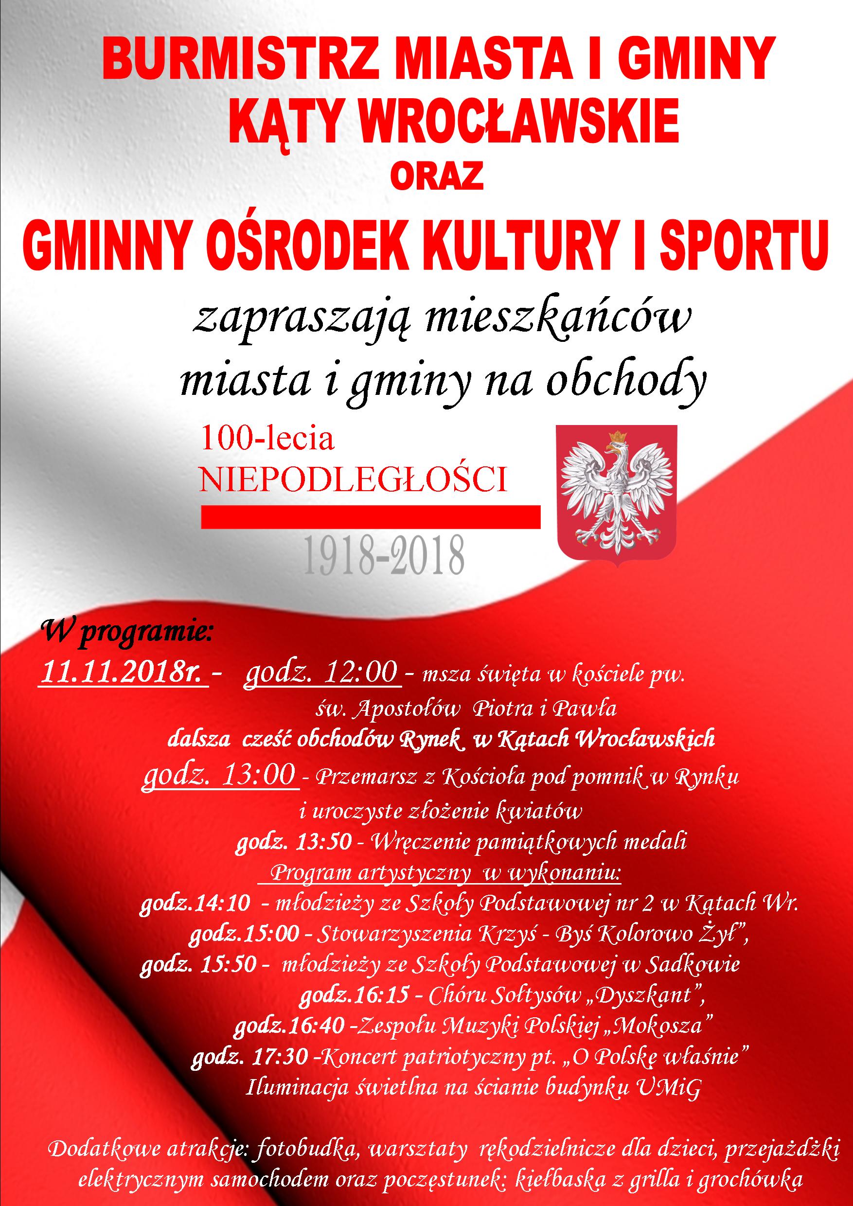 program obchodów Święta Niepodległości