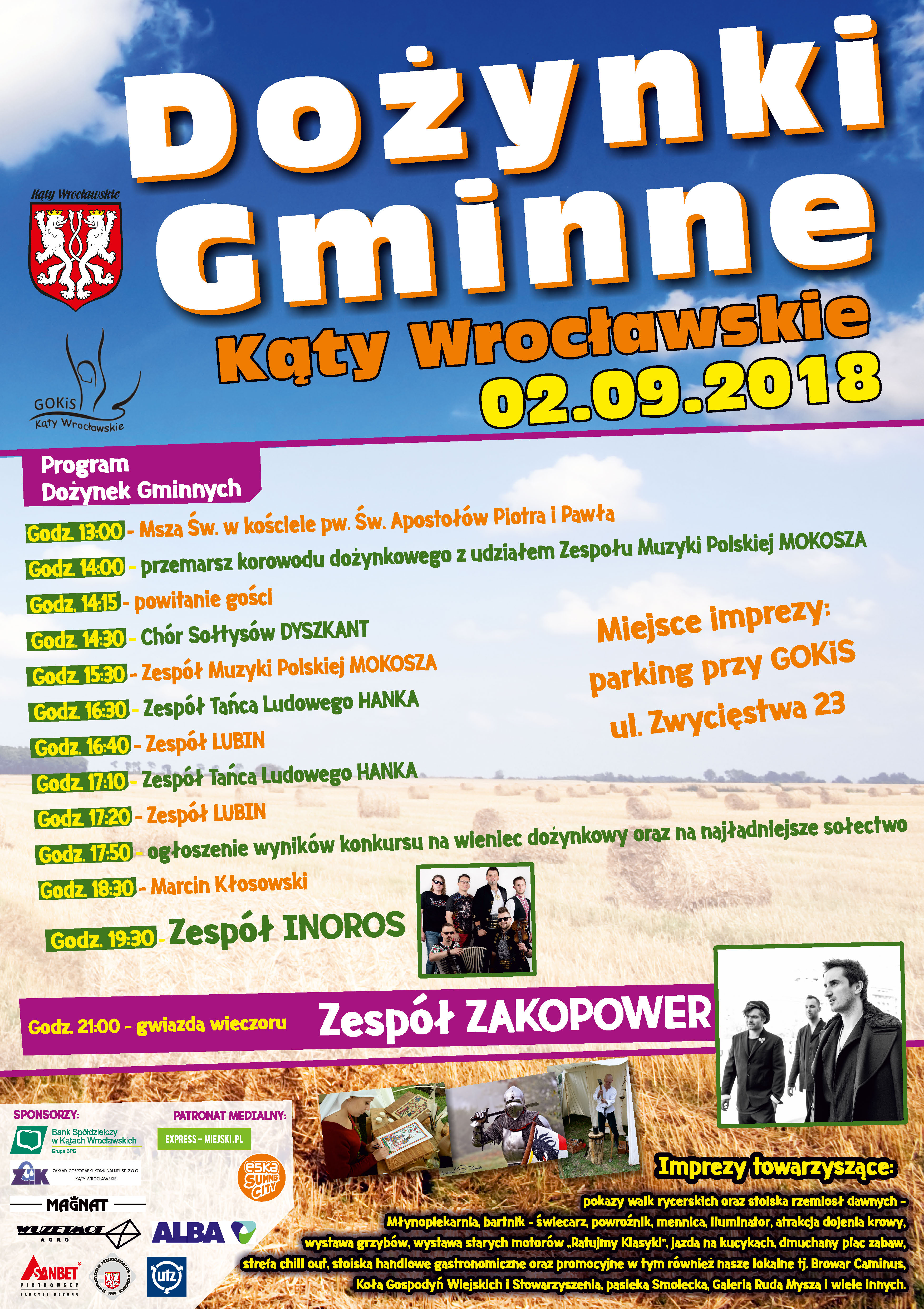 plakat przedstawia program gminnych dożynek