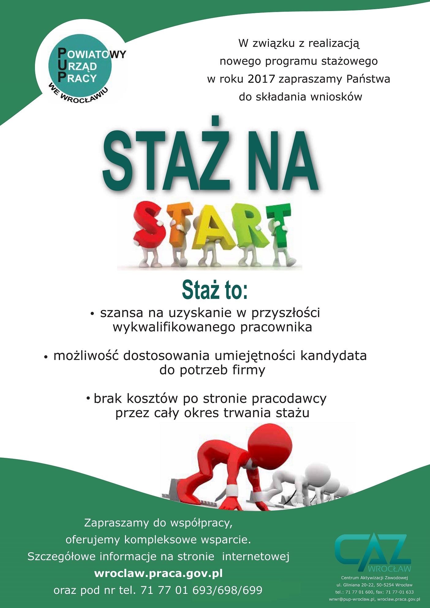 staż plakat przedstawia informację o stażu dla osób bezrobotnych