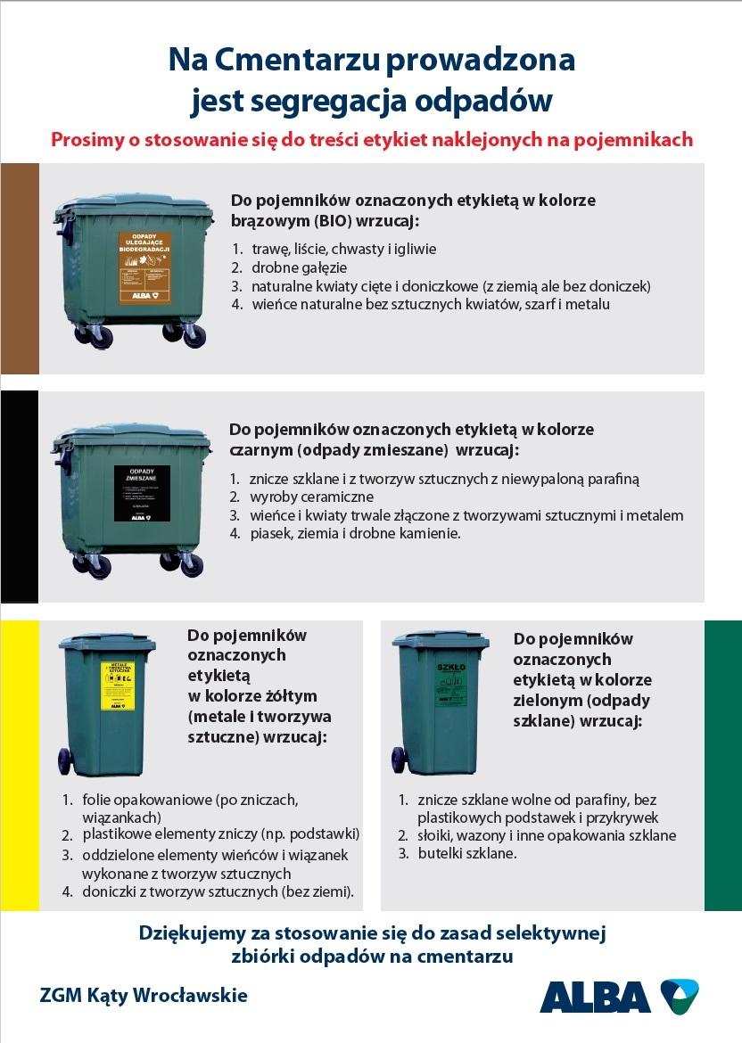 segregacja odpadów na cmentarzu