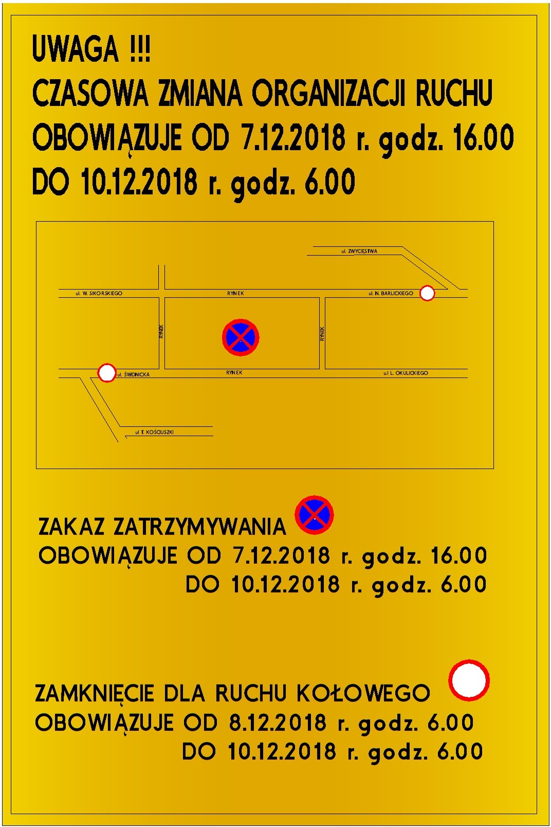 tablica informacyjna  z czasową organizacją ruchu