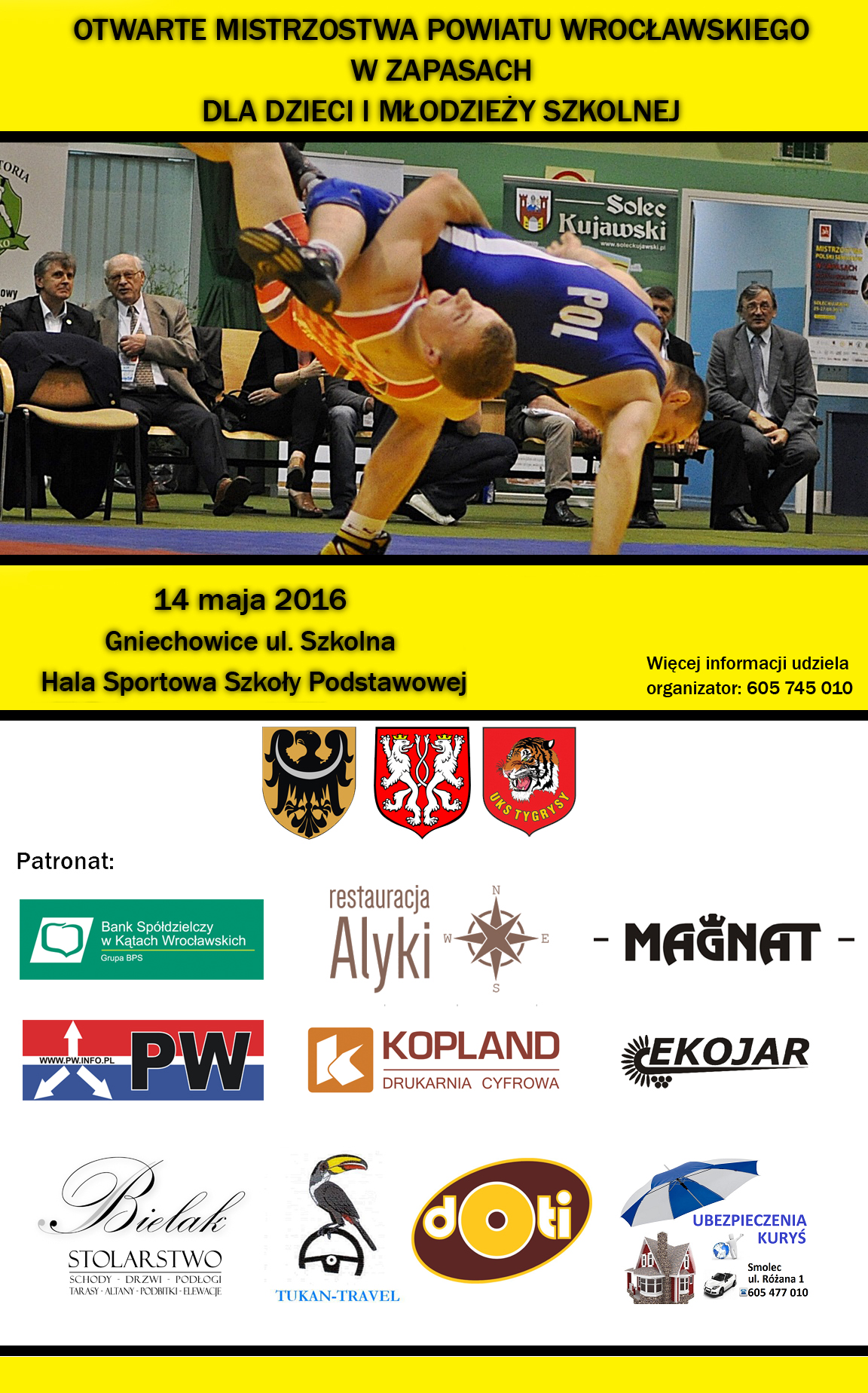 Mistrzostwa Powiatu Wrocławskiego w zapasach - plakat