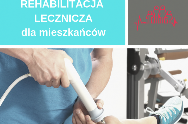 rehabilitacja zdjęcie przedstawia infografikę o rehabilitacji leczniczej, fizjoterapeuta przeprowadza zabieg na kolanie pacjenta