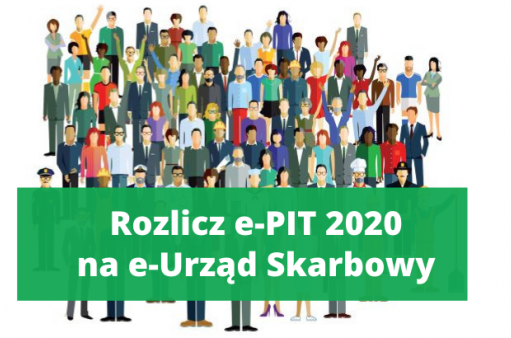 kolorowi ludzie i hasło: rozlicz e-PIT w e-Urzędzie