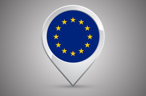 zdjęcie przedstawia znacznik mapowy z gwiazdkami UE