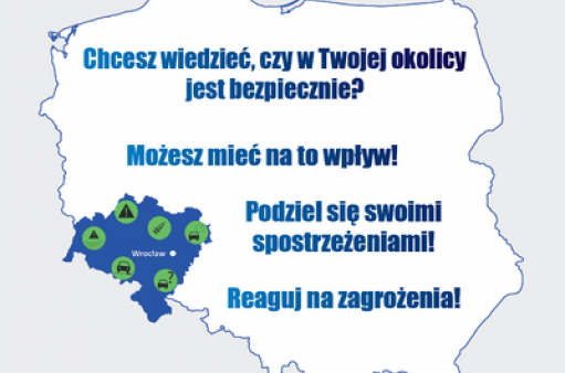 obrazek przedstawia plakat informujący o aplikacji pn. Krajowa Mapa Zagrożeń bezpieczeństwa