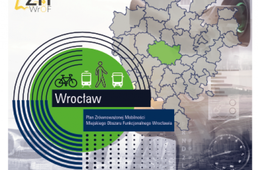 Ulotka - mapa Polski z zaznaczonym Dolnym Śląskiem, wrysowanym rowerem i pieszym