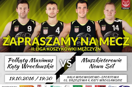 obrazek przedstawia zaproszenie na mecz Maximusa w Kątach Wr. w dniu 19.10.2016 godz. 19.30