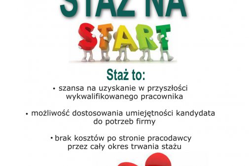 plakat przedstawia dane kontaktowe do PUP w sprawie staży dla bezrobotnych