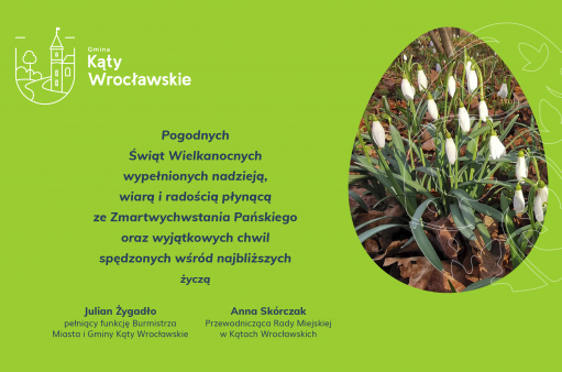 Kartka świąteczna - zielone tło, pisanki z wzorem przebiśniegów